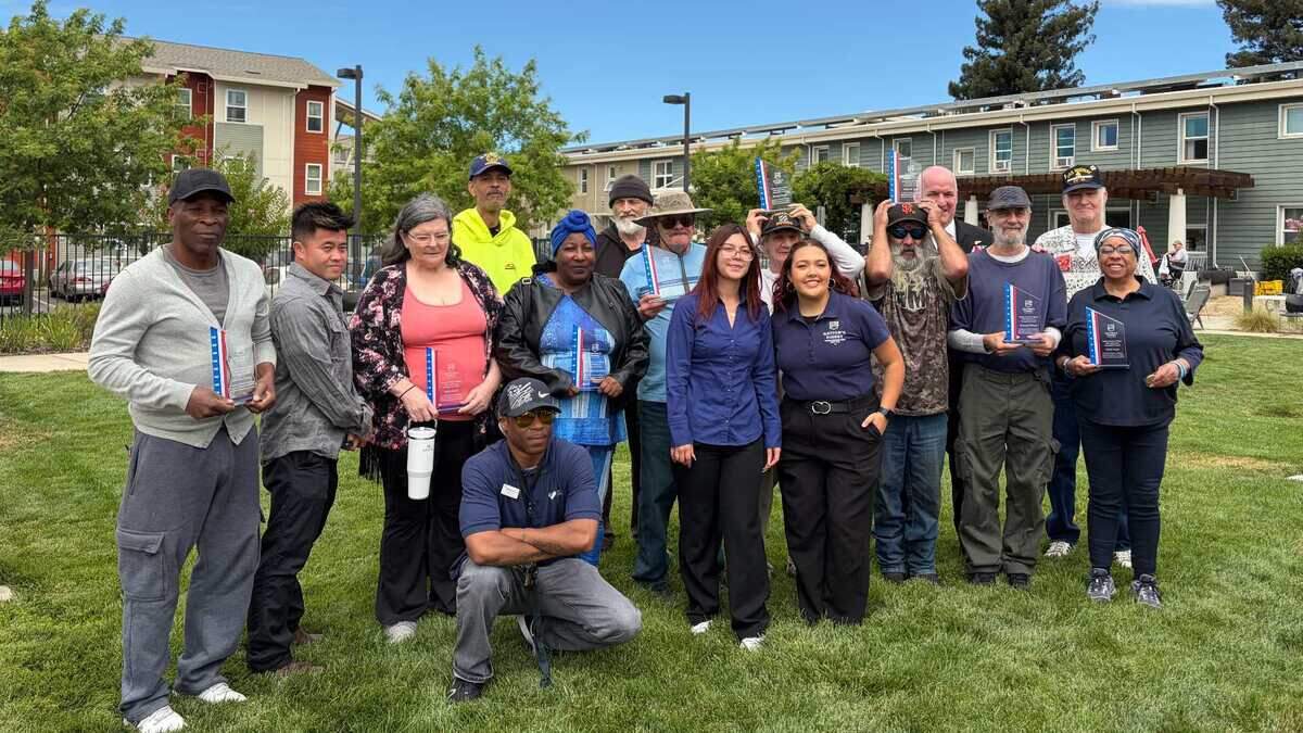 Longtime residents of Mather Veterans Village were honored with Ten Year Housing Stability Awards on Friday, June 26, 2026. The Sacramento region’s first permanent supportive housing development for homeless and disabled veterans hosted the celebration for its tenth anniversary. Longtime residents of Mather Veterans Village were honored with Ten Year Housing Stability Awards on Friday, June 26, 2026. The Sacramento region’s first permanent supportive housing development for homeless and disabled veterans hosted the celebration for its tenth anniversary.